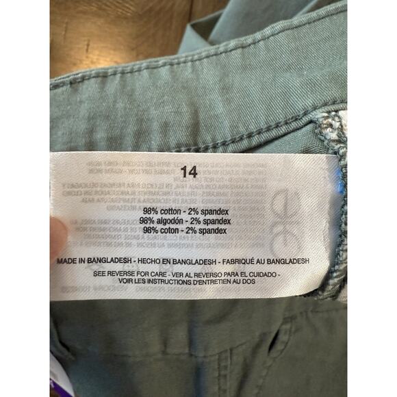 NWT Gloria Vanderbilt Mid-Rise Stretch Twill Chino 5" Inseam Green Short Size 14 - Picture 10 of 13